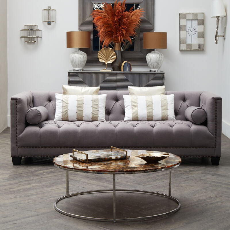 3 Seater Grey Fabric Sofa | Surina