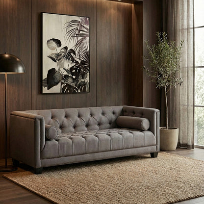 2 Seater Grey Fabric Sofa | Surina