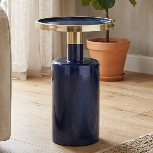 Elva Navy And Gold Side Table