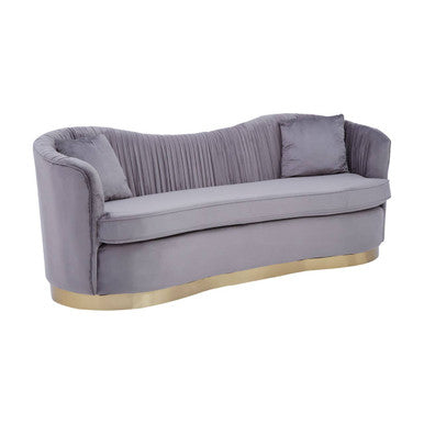 3 Seater Grey Pleated Velvet Sofa | Franza