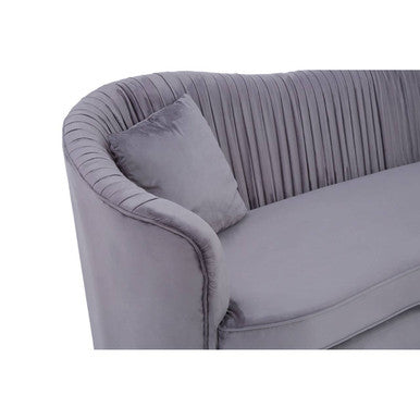 3 Seater Grey Pleated Velvet Sofa | Franza