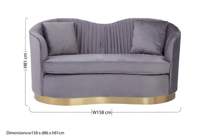 Franza Grey 2 Seat Pleated Velvet Sofa