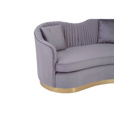 Franza Grey 2 Seat Pleated Velvet Sofa