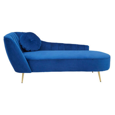 Felizia Midnight Blue Velvet Left Arm Chaise Longue