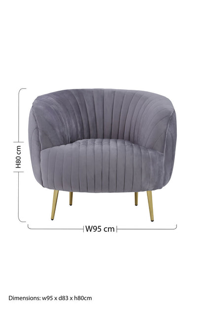 Florina Grey Velvet Chair With Gold Legs
