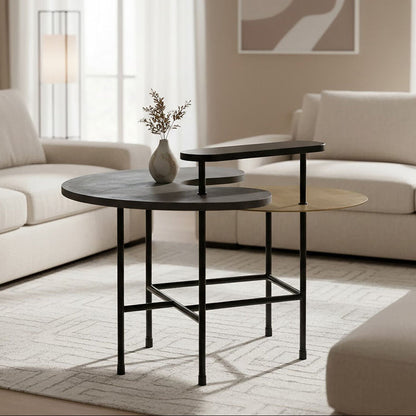 Serrano Grey Concrete Effect and Marble 3 Tier Coffee Table