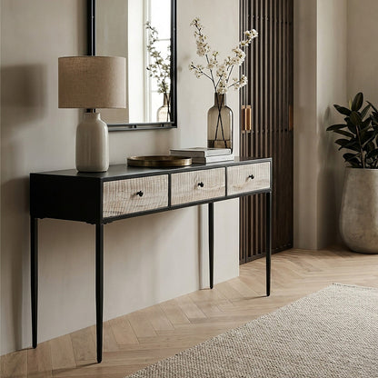 Luxor Grey Recycled Pine Wood 3 Drawer Console Table