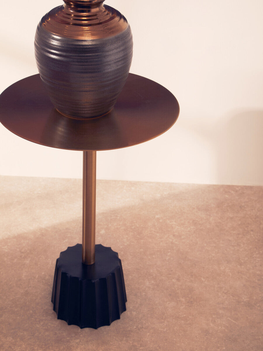 Corra Gold Side Table With Black Base