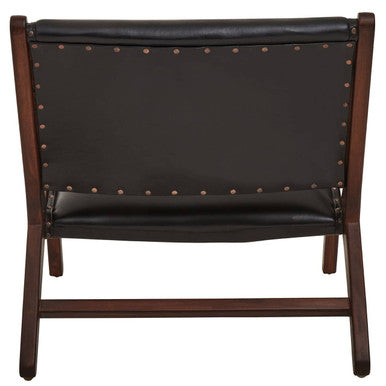 Inca Genuine Black Leather Lounge Chair