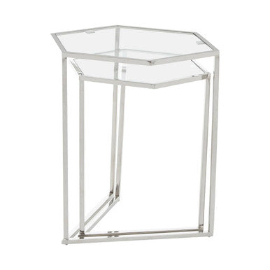 Herber Set Of 2 Silver Finish Hexagon Nesting Tables