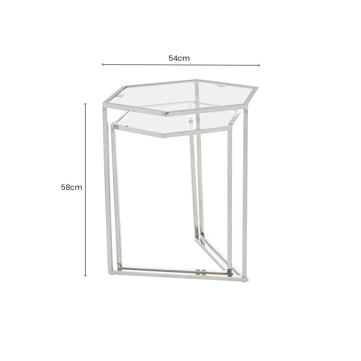 Herber Set Of 2 Silver Finish Hexagon Nesting Tables