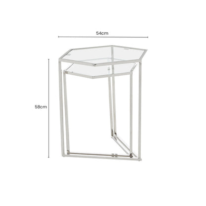 Herber Set Of 2 Silver Finish Hexagon Nesting Tables