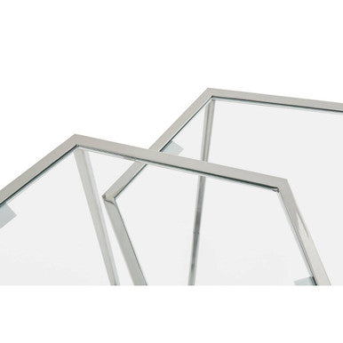 Herber Set Of 2 Silver Finish Hexagon Nesting Tables