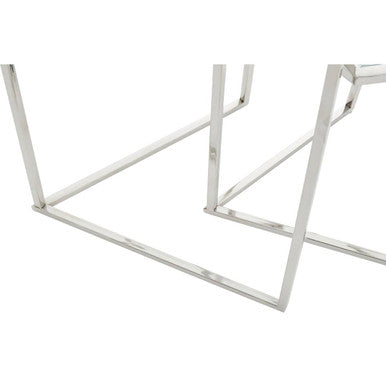 Herber Set Of 2 Silver Finish Hexagon Nesting Tables