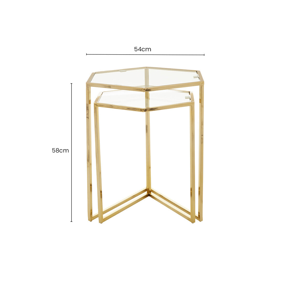 Herber Set Of 2 Gold Finish Hexagon Nesting Tables