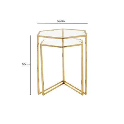 Herber Set Of 2 Gold Finish Hexagon Nesting Tables