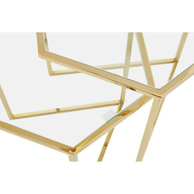 Herber Set Of 2 Gold Finish Hexagon Nesting Tables