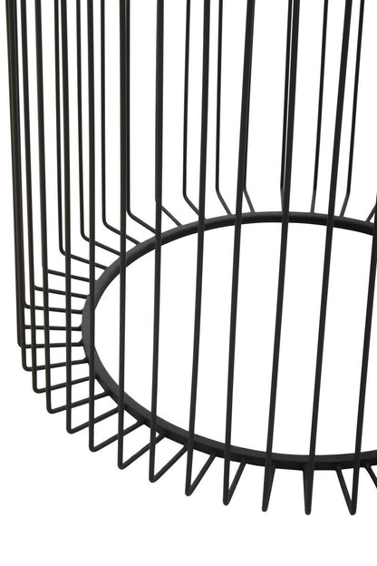 Trento Black Metal Round Side Table with Glass Top