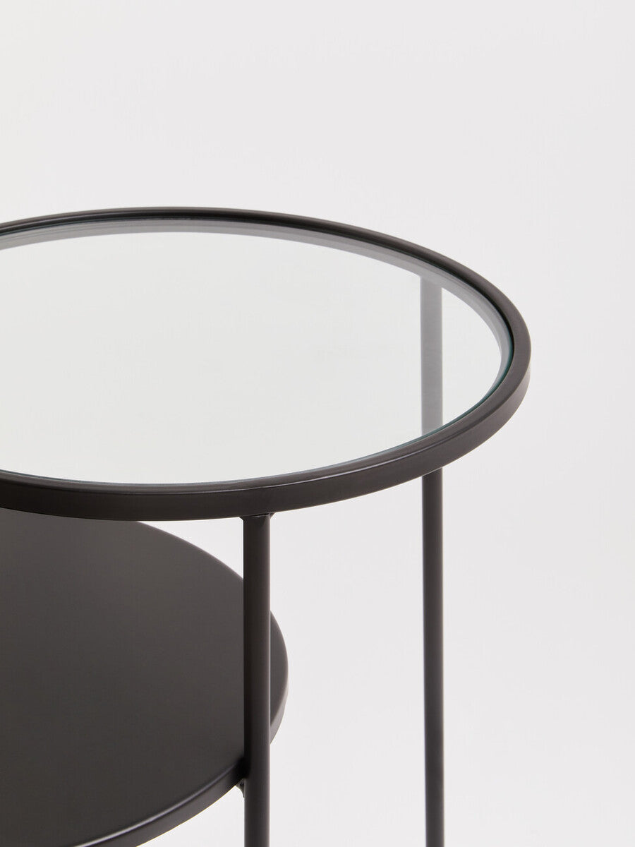 Trento End Table With Glass And Metal Tops