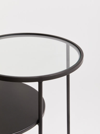 Trento End Table With Glass And Metal Tops