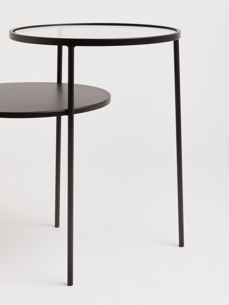 Trento End Table With Glass And Metal Tops