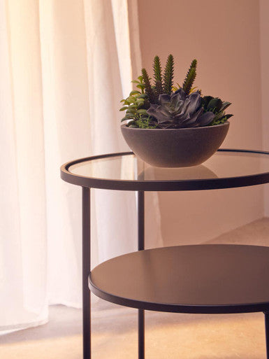 Trento End Table With Glass And Metal Tops