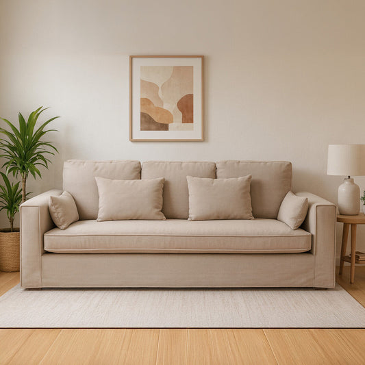 Menton 3 Seat Grey Fabric Sofa