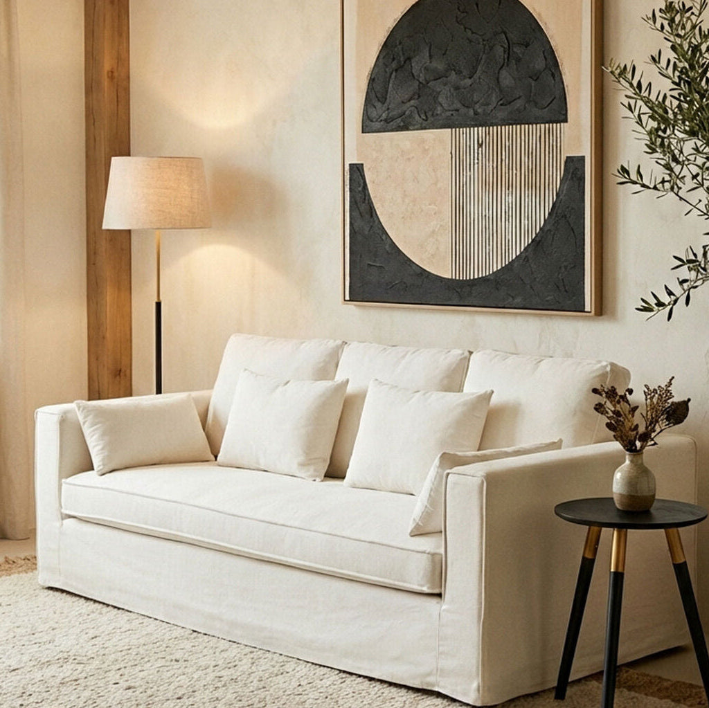 Menton 3 Seat Cream Sofa