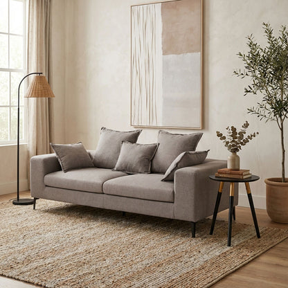 Avignon Grey Fabric 3 Seater Sofa with Cushions