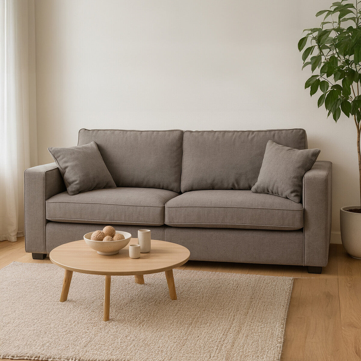 Valensole Grey Fabric 3 Seater Sofa