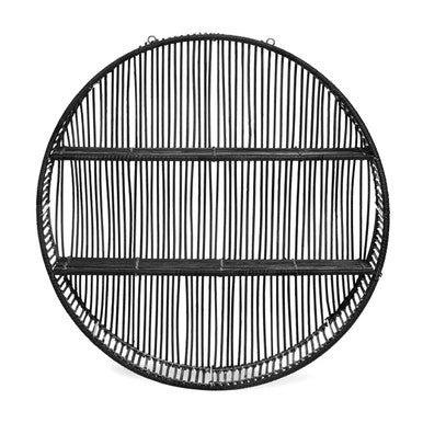 Batu Large Black Rattan Wall Shelf