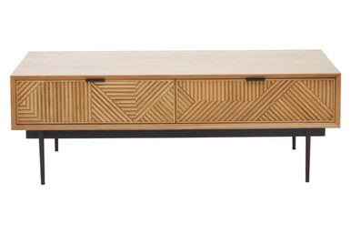 Jakara Natural Finish Coffee Table with Drawers
