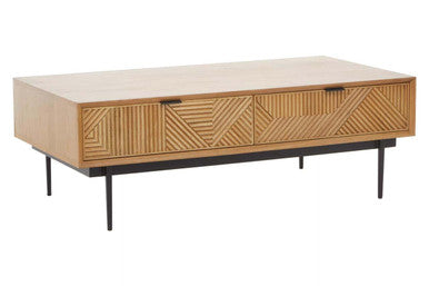 Jakara Natural Finish Coffee Table with Drawers