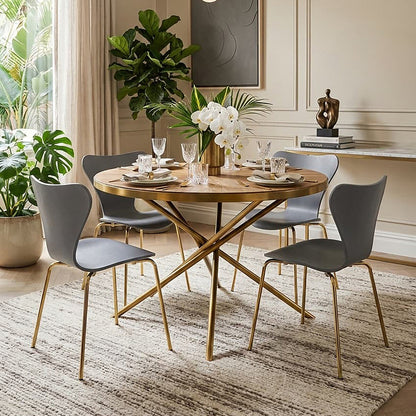 Jana Round Fir Wood Dining Table with Splayed Legs