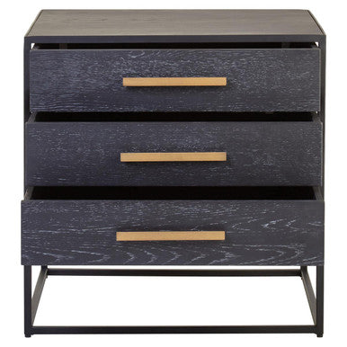Judd Black Finish 3 Drawer Side Table