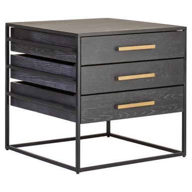 Judd Black Finish 3 Drawer Side Table