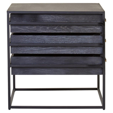 Judd Black Finish 3 Drawer Side Table