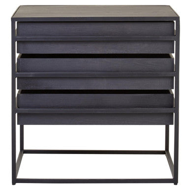 Judd Black Finish 3 Drawer Side Table