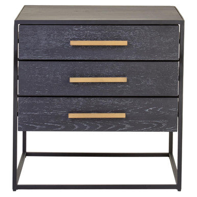 Judd Black Finish 3 Drawer Side Table