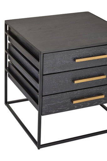 Judd Black Finish 3 Drawer Side Table