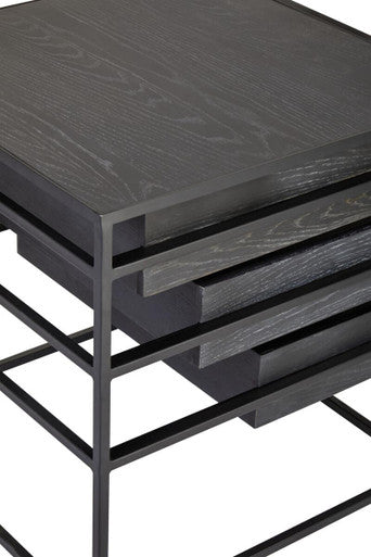 Judd Black Finish 3 Drawer Side Table