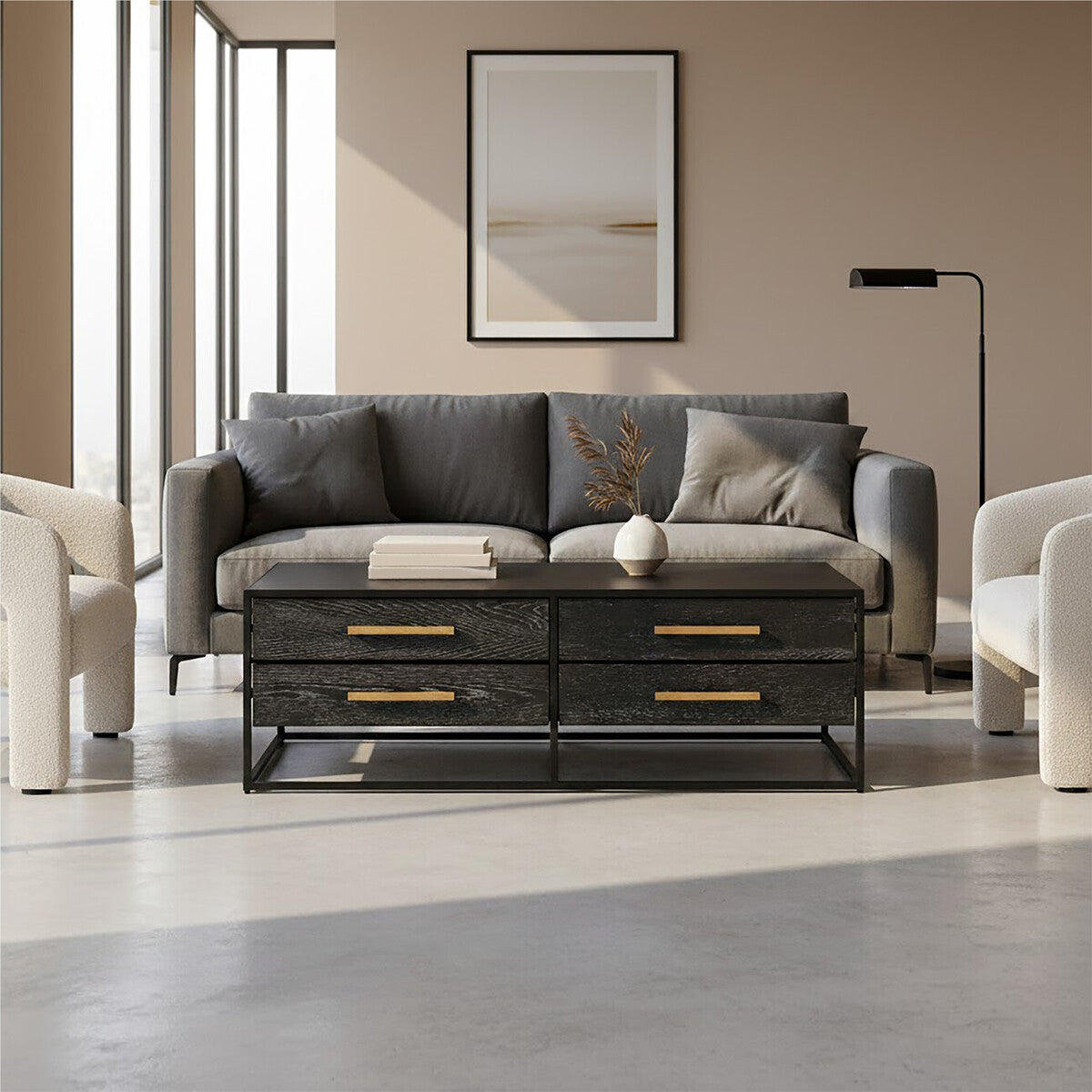 Judd Black Finish 4 Drawer Coffee Table