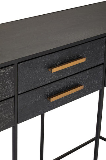 Judd Black Finish 6 Drawer Console Table