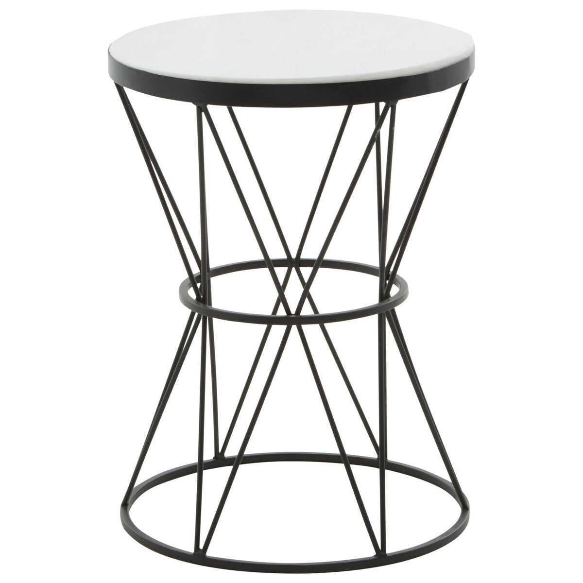 Shalimar Round White Marble Top Side Table