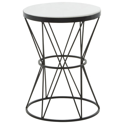 Shalimar Round White Marble Top Side Table