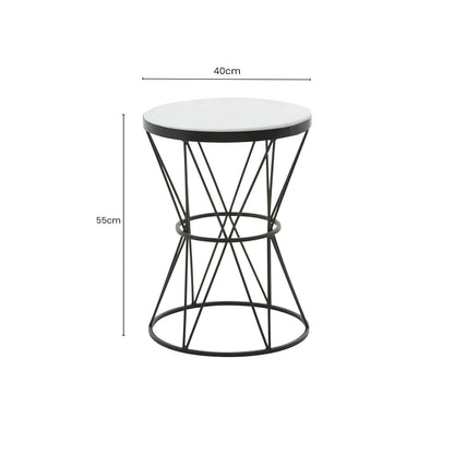 Shalimar Round White Marble Top Side Table