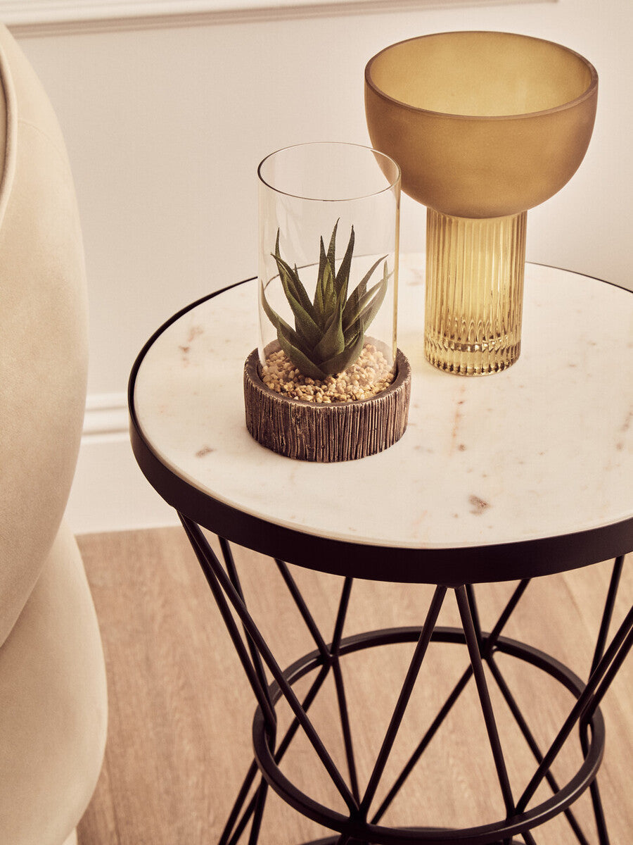 Shalimar Round White Marble Top Side Table