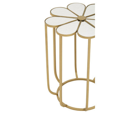 Rabia Petal Side Table With Mirrored Top