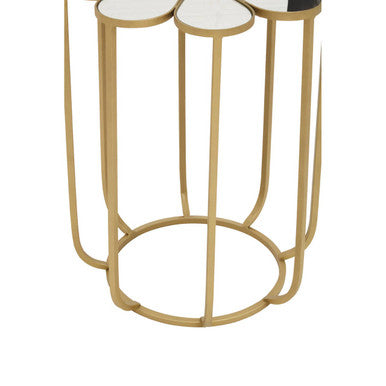 Rabia Petal Side Table With Mirrored Top