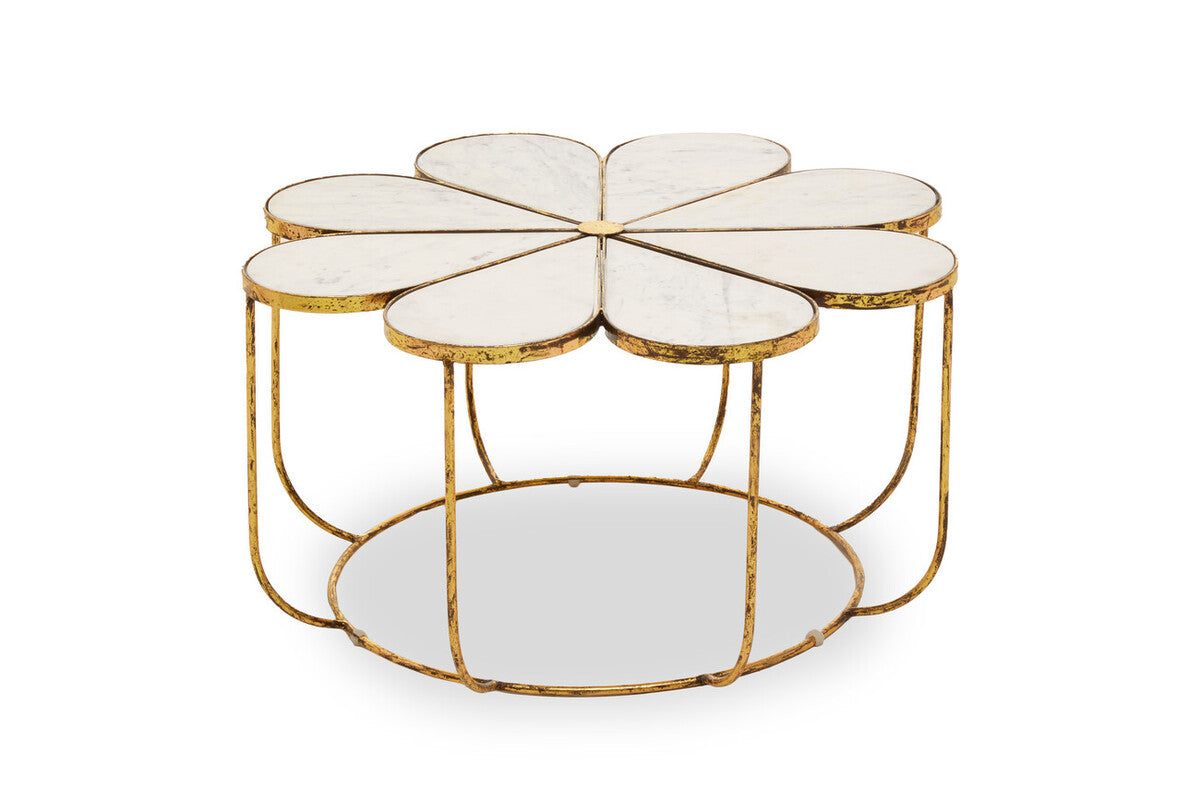 Rabia Petal Coffee Table With Marble Top